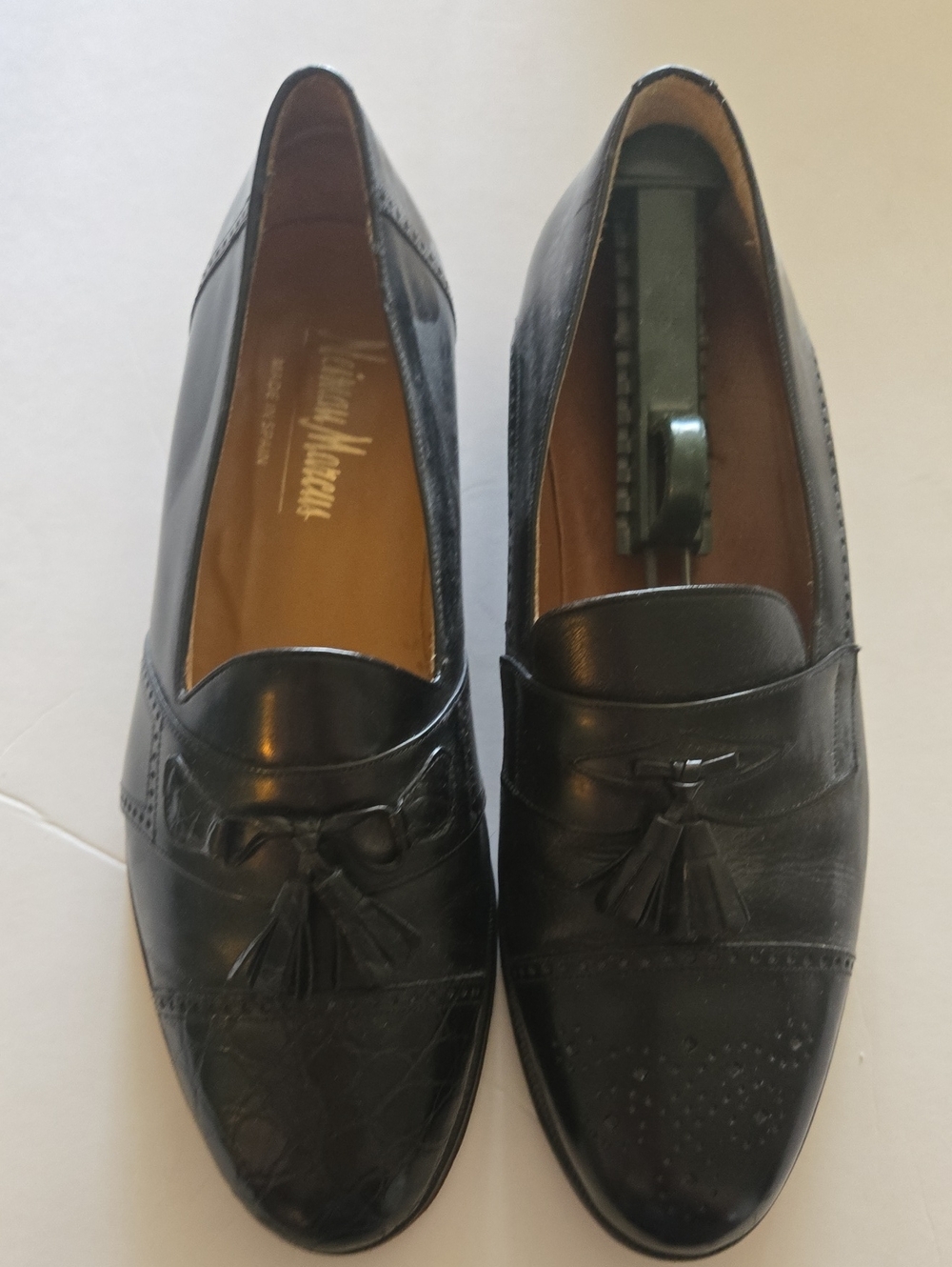 Neiman Marcus Black Leather Tassel Loafers